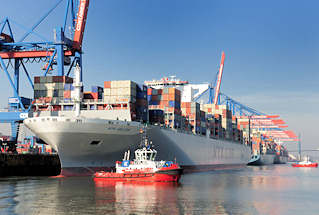 14617_3124 Containerschiff NYK HELIOS Hamburger Hafen, Terminal Altenwerder. Das 2013 gebaute Containerschiff hat eine Lnge von 365,50m und eine Breite von 48,40m; der Frachter kann 13208 TEU Container transportieren.